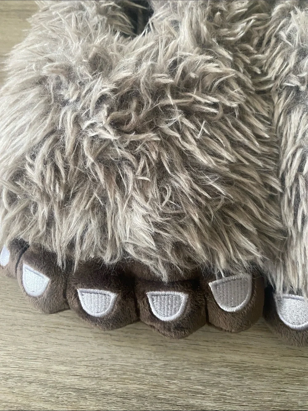 wonder nation Fuzzy Brown Monster Paw Kids Slippers